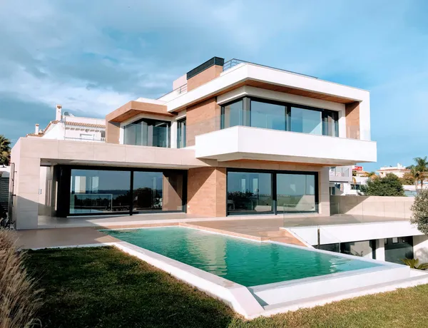 Modern two-storey house with a pool